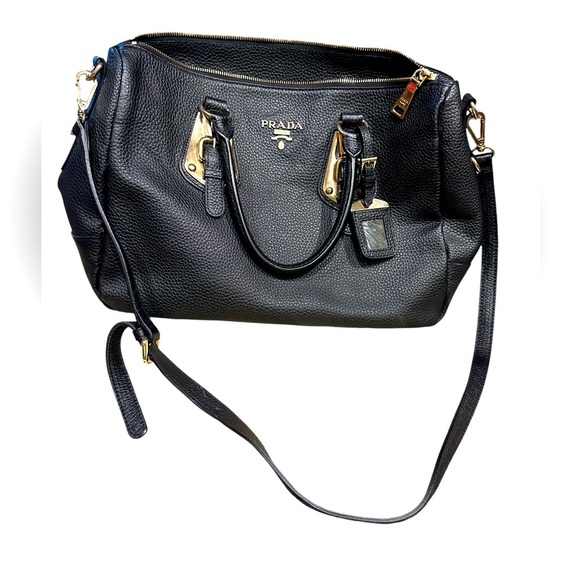 Prada Black Shoulder Bag with Gold Accents - Picture 1 of 14